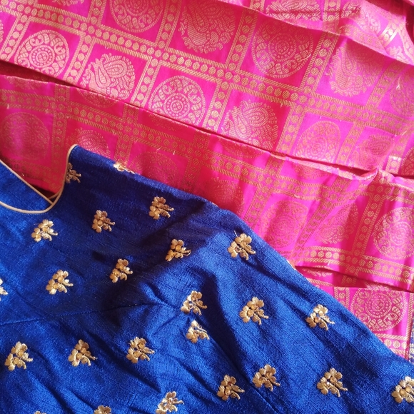 Rani pink and royal blue lehanga with duppata - Picture 5 of 6